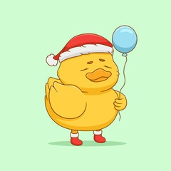 Cute Duck Carrying Balloons Illustration