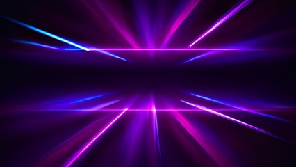 Abstract Neon Purple and Blue Color Light Beam. Horizontal Line Glowing Background: Generative AI