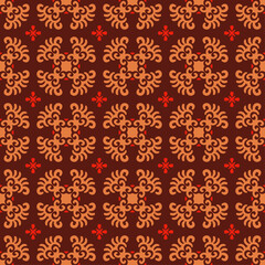 Decorative Asian Folk Seamless Pattern. Ornament of Asian Nomads style: Kyrgyz, Kazakhs, Bashkirs, Tatars, Yakut, Mongols. Ethnic Vector Illustration for Paper Products, Textiles.