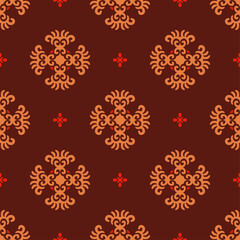 Decorative Asian Folk Seamless Pattern. Ornament of Asian Nomads style: Kyrgyz, Kazakhs, Bashkirs, Tatars, Yakut, Mongols. Ethnic Vector Illustration for Paper Products, Textiles.