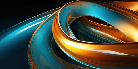 a spiral of gold and blue colors based on a mathematical concept, generative AI