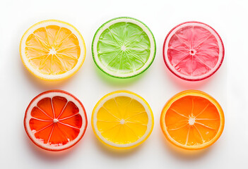 Obraz premium colorful fresh sliced fruit isolated on a white background