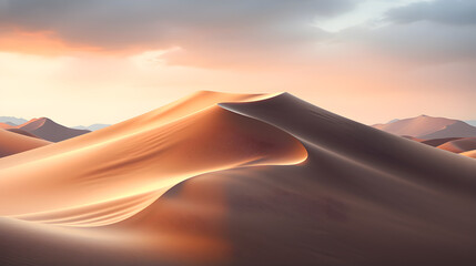 landscape of sand dunes in the desert