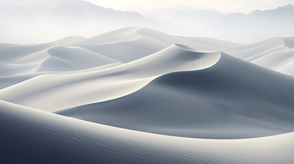 landscape of gray sand dunes in the desert - obrazy, fototapety, plakaty
