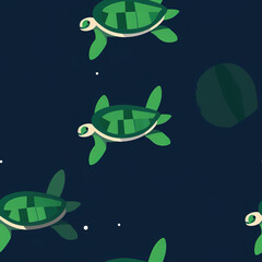 Sea turtles underwater cartoon repeat pattern