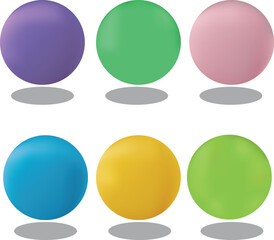 Multi-colored plastic balls with shadow on transparent background 