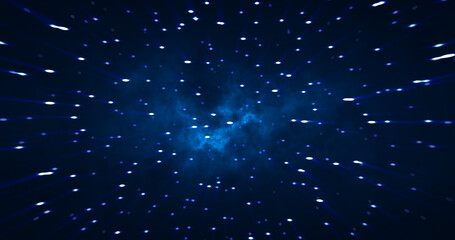 Fototapeta premium Abstract cosmic background of energetic bright glowing magical stars on a dark sky background