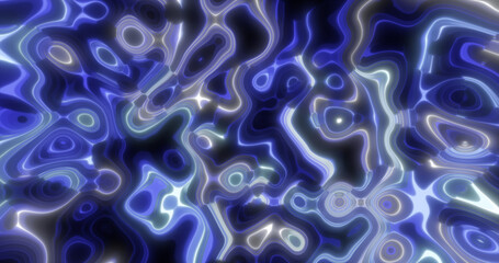 Abstract blue waves of iridescent energy liquid and magical bright glowing lines, background