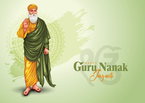 happy Guru Nanak Jayanti festival greeting card design. India Hindu Sikh celebrating birthday of Guru Nanak Dev. abstract vector illustration.