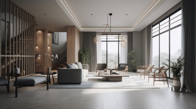 Architecture__Interior_refined_spaces_beautiful_kitchen and living room, generated AI