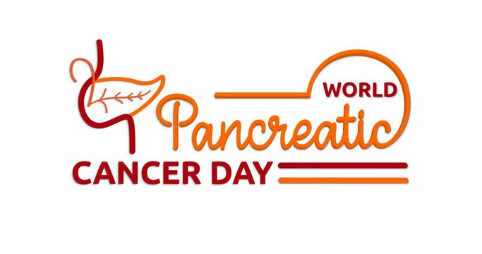 World Pancreatic Cancer Day handwritten text animation with alpha channel. Handwriting calligraphy text. Disease in which malignant cells form in the tissues of the pancreas. Transparent background