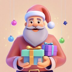 3d santa clause with gifts