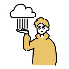 man with rainy cloud