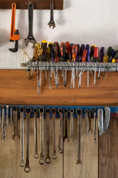 Hand tools in a home workshop image for background use