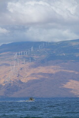 Windmills up the mountain side on Maui Island