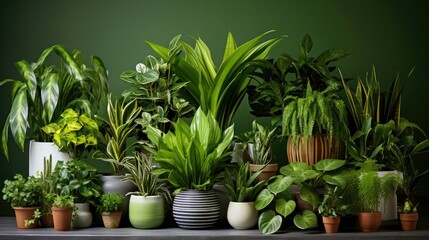 Lush green leaves. Vibrant burst of nature's beauty. Decorate indoor spaces. National houseplant appreciation day concept.