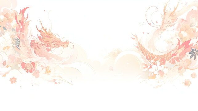 Template Background of Chinese New Year of Dragon Loong Illustration Lunar Calendar 2024 Copy Space Happy Prosperous CNY Kung Hei Fat Choi Gong Xi Fa Cai PPT Presentation Slides 50% Opacity 16:9