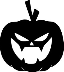 A simple yet striking silhouette of a jack-o'-lantern, perfect for Halloween-themed projects. The jack-o'-lantern is isolated on a white background, making it easy to use in a variety of designs.