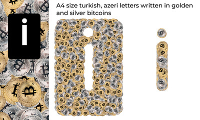 A4 size turkish and azerbaijani letter written in golden and silver bitcoins