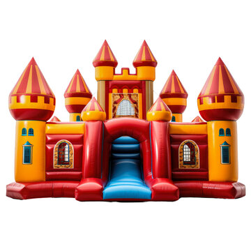 recommend clip art: Colorful inflatable castle isolated on a transparent background