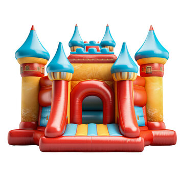 recommend clip art: Colorful inflatable castle isolated on a transparent background