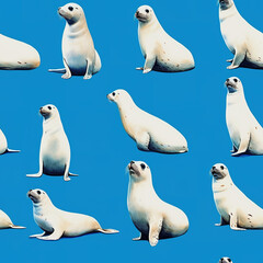 Cute seals cartoon repeat pattern