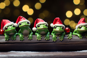 illustration of a cute frog arrangement with a Christmas feel - obrazy, fototapety, plakaty