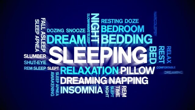 Sleeping animated tag word cloud;text design animation kinetic typography seamless loop.