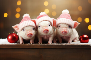 Christmas arrangement of piglets
