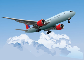 Fototapeta na wymiar Airplane taking off. Vector illustration for designers