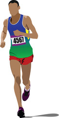 The running man. Track and field. Vector illustration