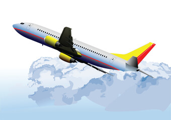 Airplane on the air. Vector illustration