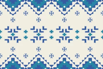 Foto op Plexiglas Boho Ethnic abstract ikat.Seamless pattern in tribal.Native aztec boho vector design.colorful asian style floral pattern.Ikat geometric folk ornament.Tribal ethnic vector texture