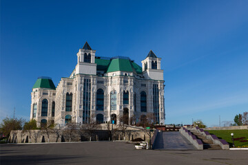 Fototapeta na wymiar Astrakhan State Opera and Ballet Theater in the early morning. Astrakhan, Russia