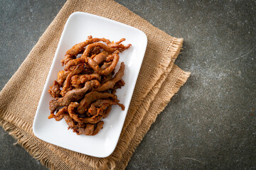 Sun-Dried Pork on white plate