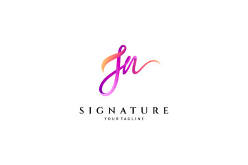 Handwritten JN letter logo, Simple signature vector