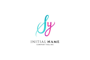 SY initial letter handwriting logo.