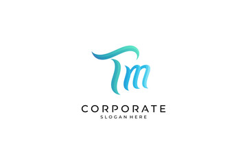 TM T M monogram letter logo template vector