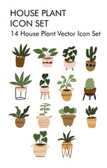 House plant vector icon set