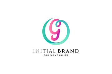 Fototapeta premium G initial letter logo in circle shape