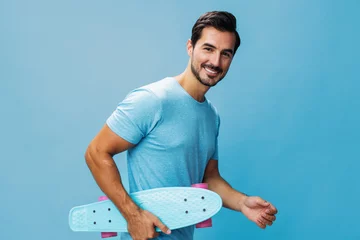 Afwasbaar fotobehang Man skate studio skateboard summer guy lifestyle © SHOTPRIME STUDIO