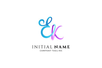 Fototapeta premium EK, E, K handwritten logo template.