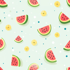 Watermelons repeat pattern, colorful juicy fruit tile