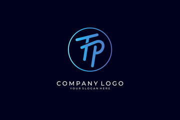 FP, F and P monogram letter logo design in circle frame