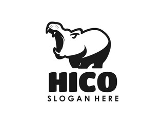 Cartoon hippo animal logo for children's parks and safari designs