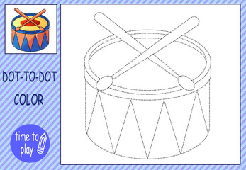Fototapeta na wymiar children's educational game. logic game. connect the dots by numbers. handwriting training. coloring book. drum