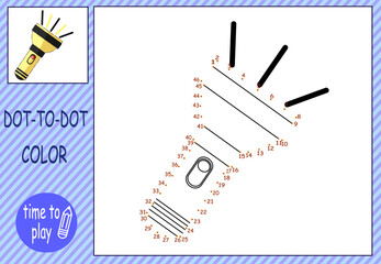  children's educational game. logic game. connect the dots by numbers. handwriting training. coloring book. flashlight