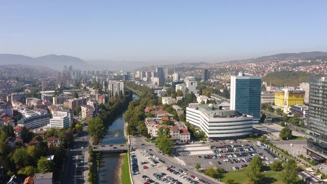Aerial view of Sarajevo on a sunny day