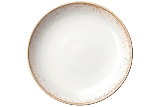 Empty ceramic round plate isolated on white with clipping path