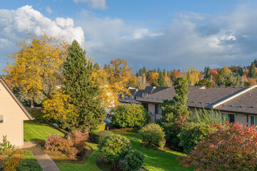 Fall season colors and clouds Oregon state.